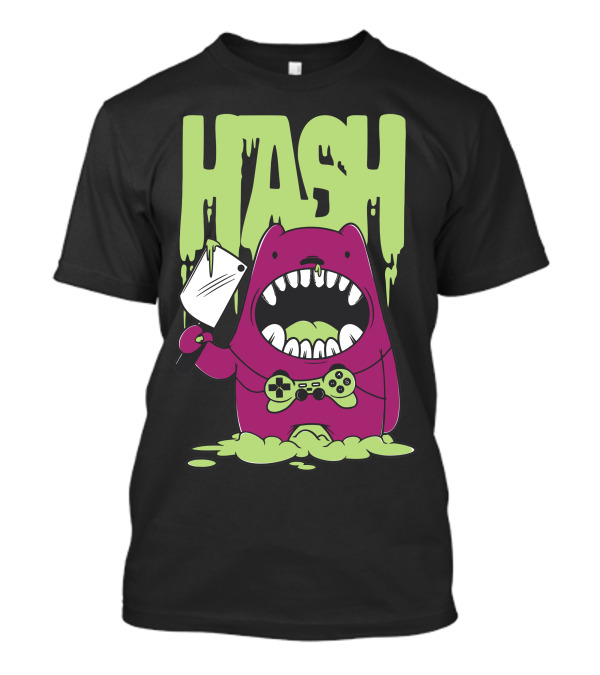 HASH Monster Holding Game Controller And Cleaver T-Shirt