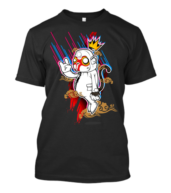 Stux X Antz Space Monkey With Crown And Vibrant Cloud Burst T-Shirt