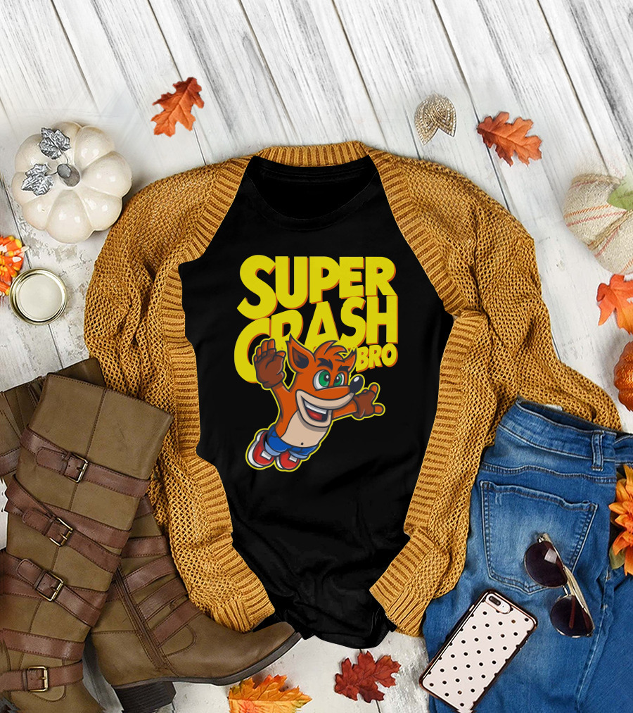 Super Crash Bro Video Game Crossover Character Mashup T-Shirt