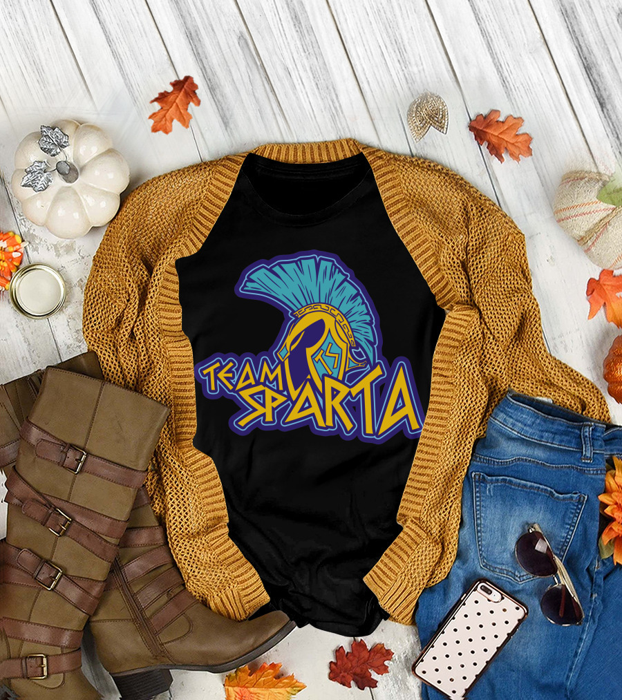 Team Sparta Spartan Helmet Blue and Yellow T-Shirt