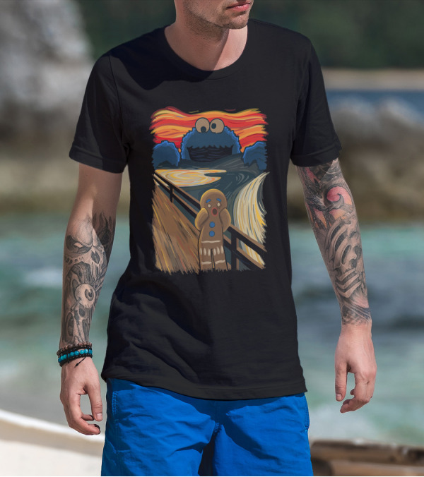 Cookie Muncher Meets Gingerbread Scream Art Crossover T-Shirt