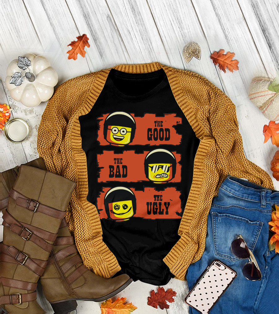 The Good The Bad The Ugly Lego Minifigure Faces T-Shirt