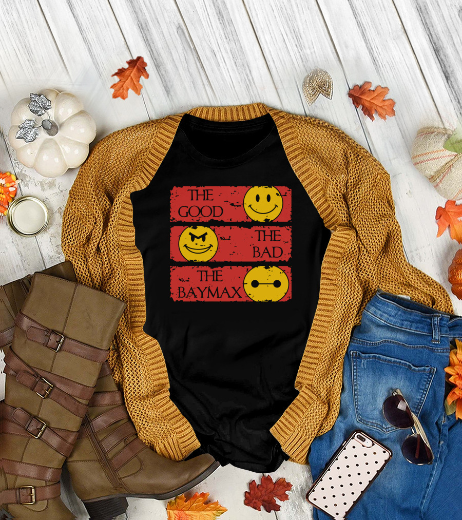 The Good The Bad The Baymax Smiley Faces T-Shirt