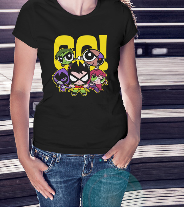 Powerpuff Titans Go Crossover With Cartoon Heroes T-Shirt