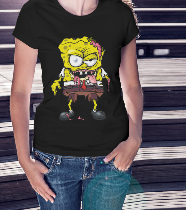 The Sponge Dead Zombie Parody Horror Crossover Character T-Shirt
