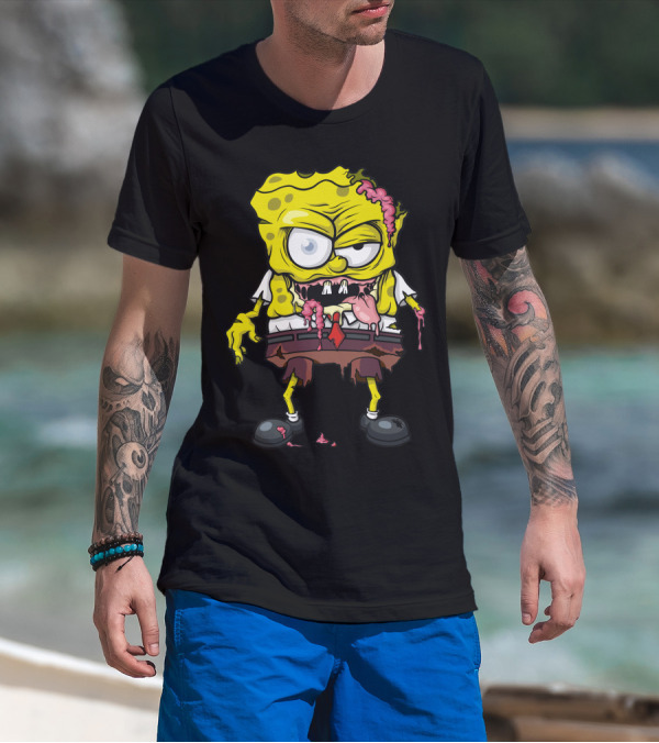 The Sponge Dead Zombie Parody Horror Crossover Character T-Shirt