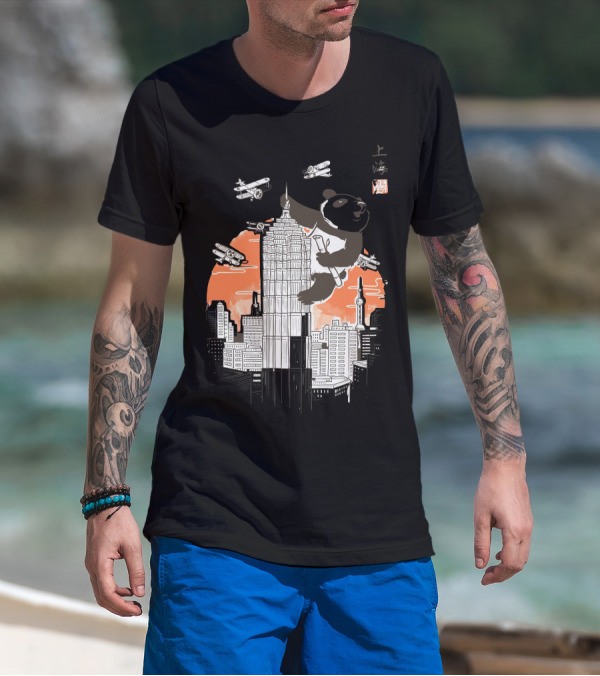 Meanwhile In Shanghai Giant Panda On Skyscraper With Airplanes T-Shirt