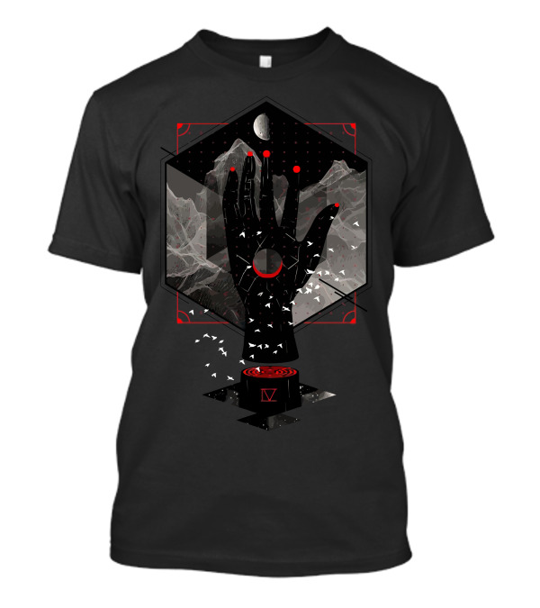 Hand Of Memories Of Aldebaran With Red Hexagon And Moon Symbols T-Shirt