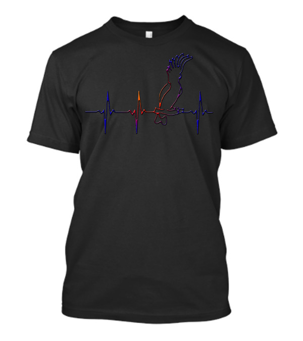 Heartbeat Love For Parrots With Colorful Bird Silhouette And Pulse Line T-Shirt