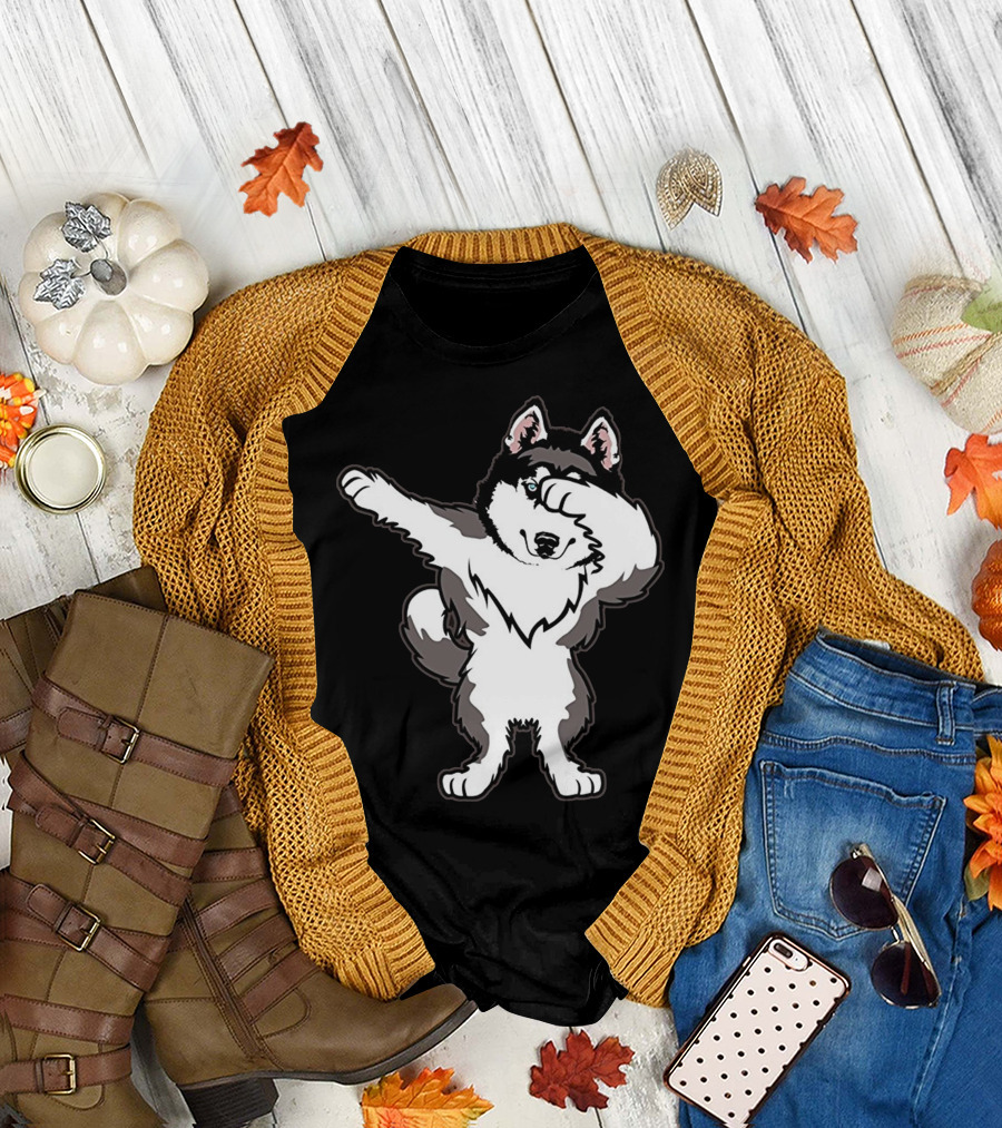 Siberian Husky Cute Dabbing Dance Pose T-Shirt