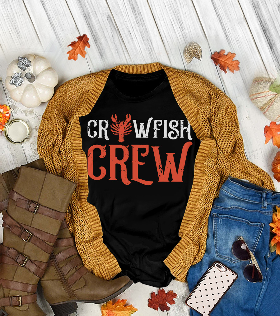 Crawfish Crew Matching Group Bold Rustic Text with Crawfish T-Shirt