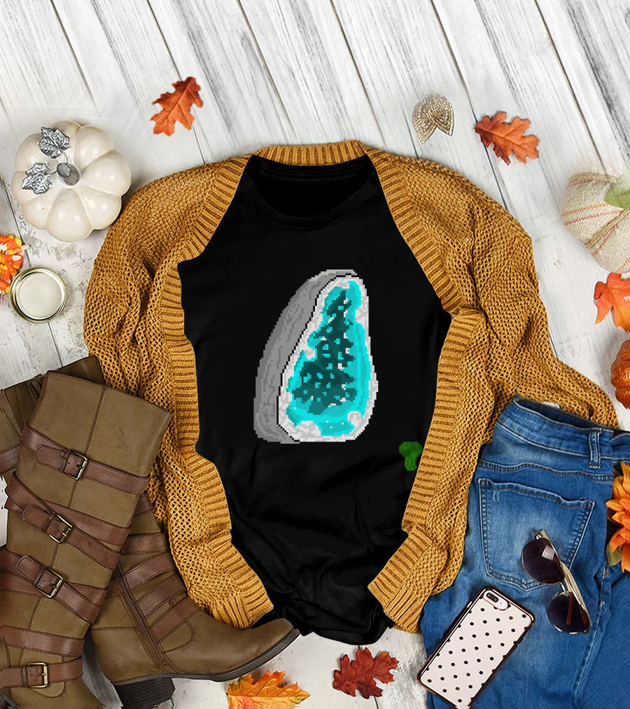Pixel Art Blue Geode with Broccoli T-Shirt