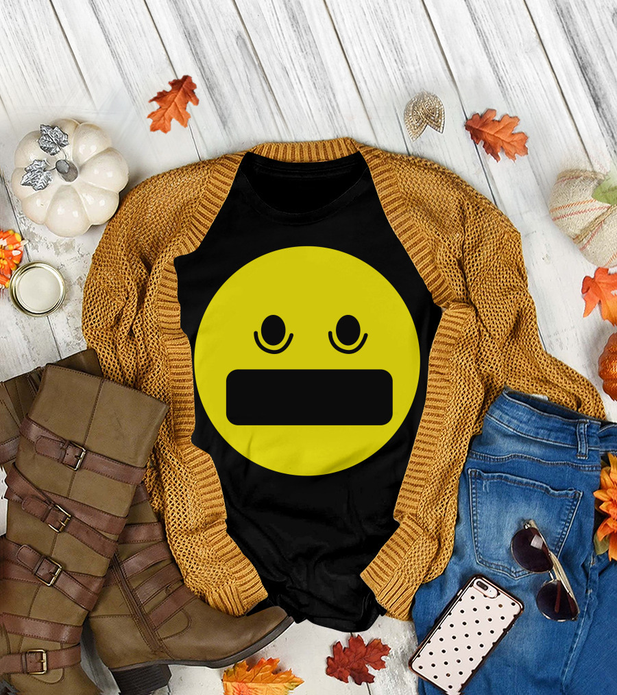 Hah Yellow Emoji Face with Surprised Expression T-Shirt
