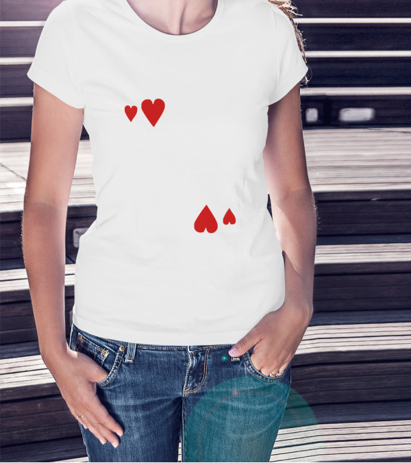 King Of Hearts Playing Card Illustration With Red Heart Accents T-Shirt