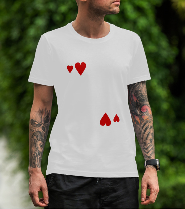 King Of Hearts Playing Card Illustration With Red Heart Accents T-Shirt
