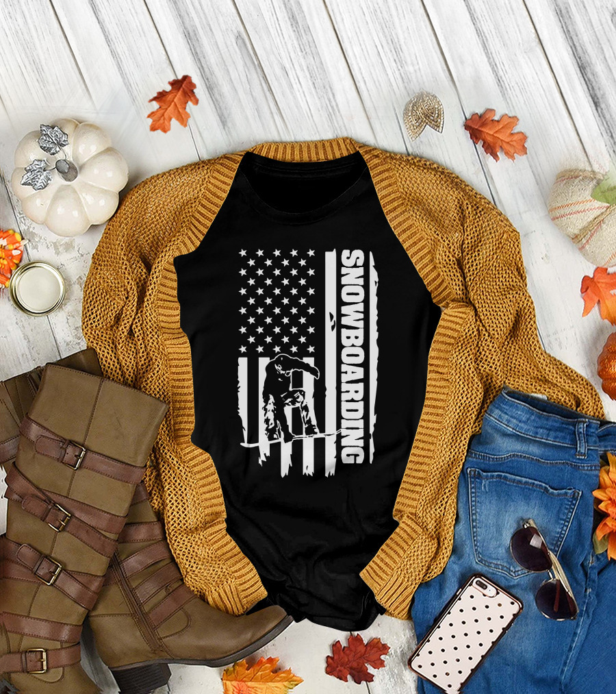 Snowboarding Snowboarder American Flag USA Patriotic T-Shirt