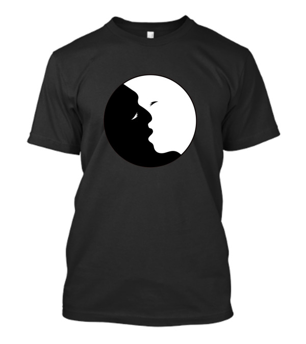 Yin And Yang Lovers Kiss Contrast Circle T-Shirt