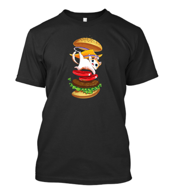 Hamburger Cat Whimsical Stack Of Burger Ingredients T-Shirt