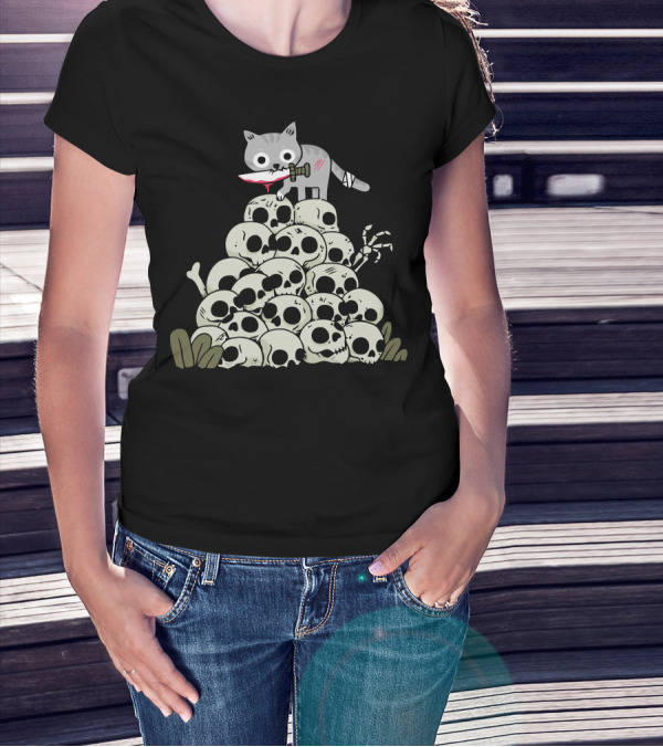 Killer Cat New Skull Pile T-Shirt