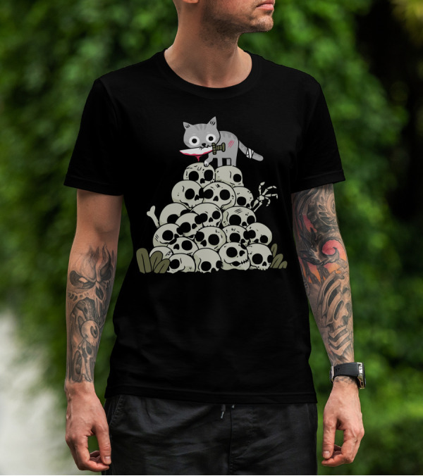 Killer Cat New Skull Pile T-Shirt