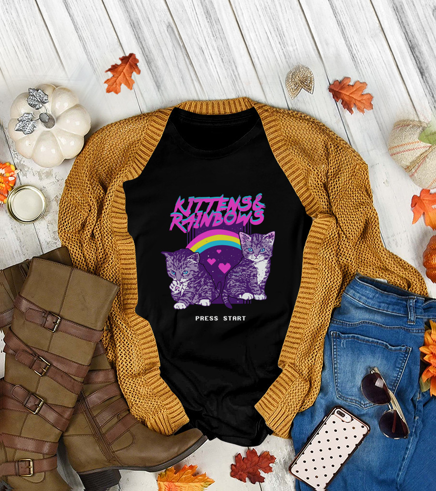 Kittens and Rainbows Press Start T-Shirt