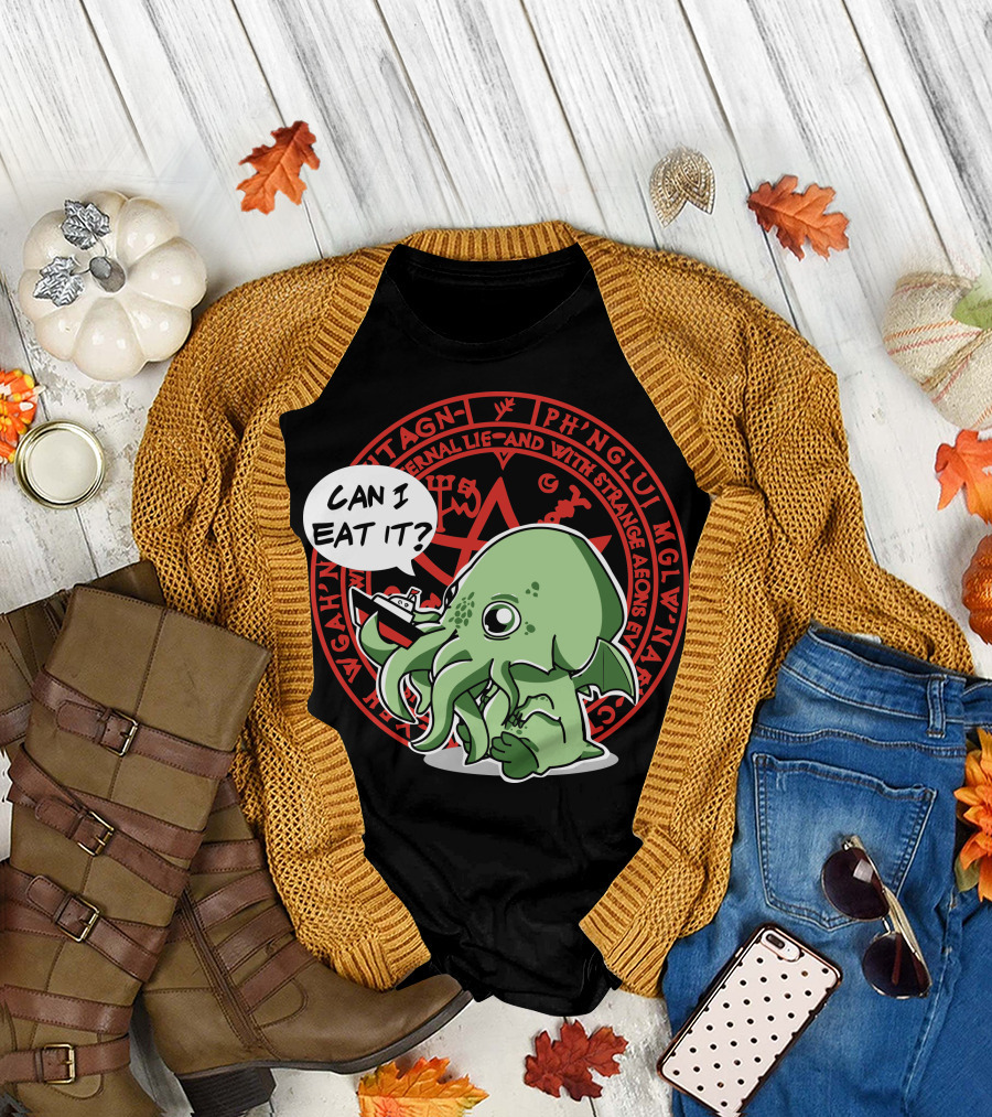 Little Cthulhu Is Hungry Can I Eat It Funny Nautical Lovecraft Mythos T-Shirt
