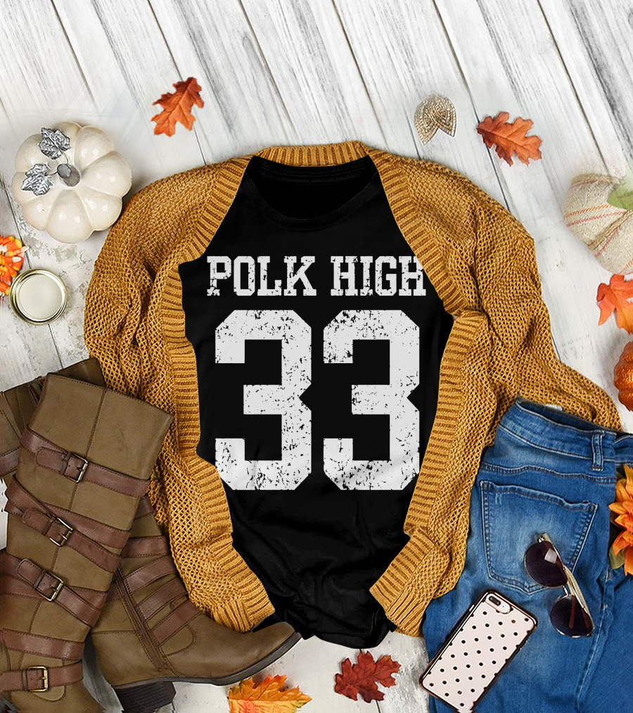 Polk High 33 Number Football Nostalgia T-Shirt