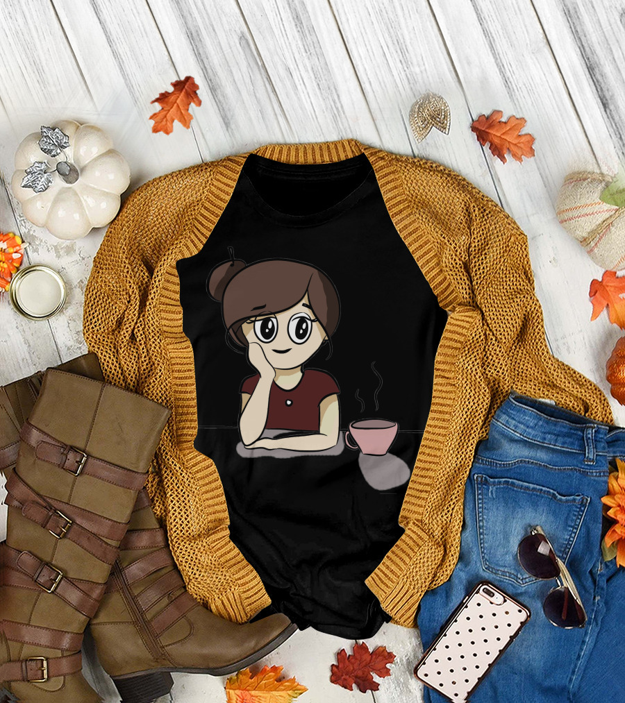 Simple Joys of Life Coffee Cartoon Girl T-Shirt