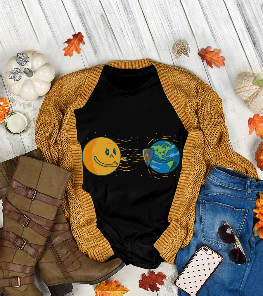 Solar Wind Attack Earth Defending Shield Cartoon T-Shirt
