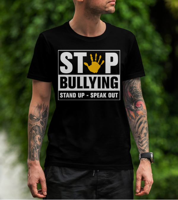 Stop Bullying Stand Up Speak Out Yellow Handprint T-Shirt