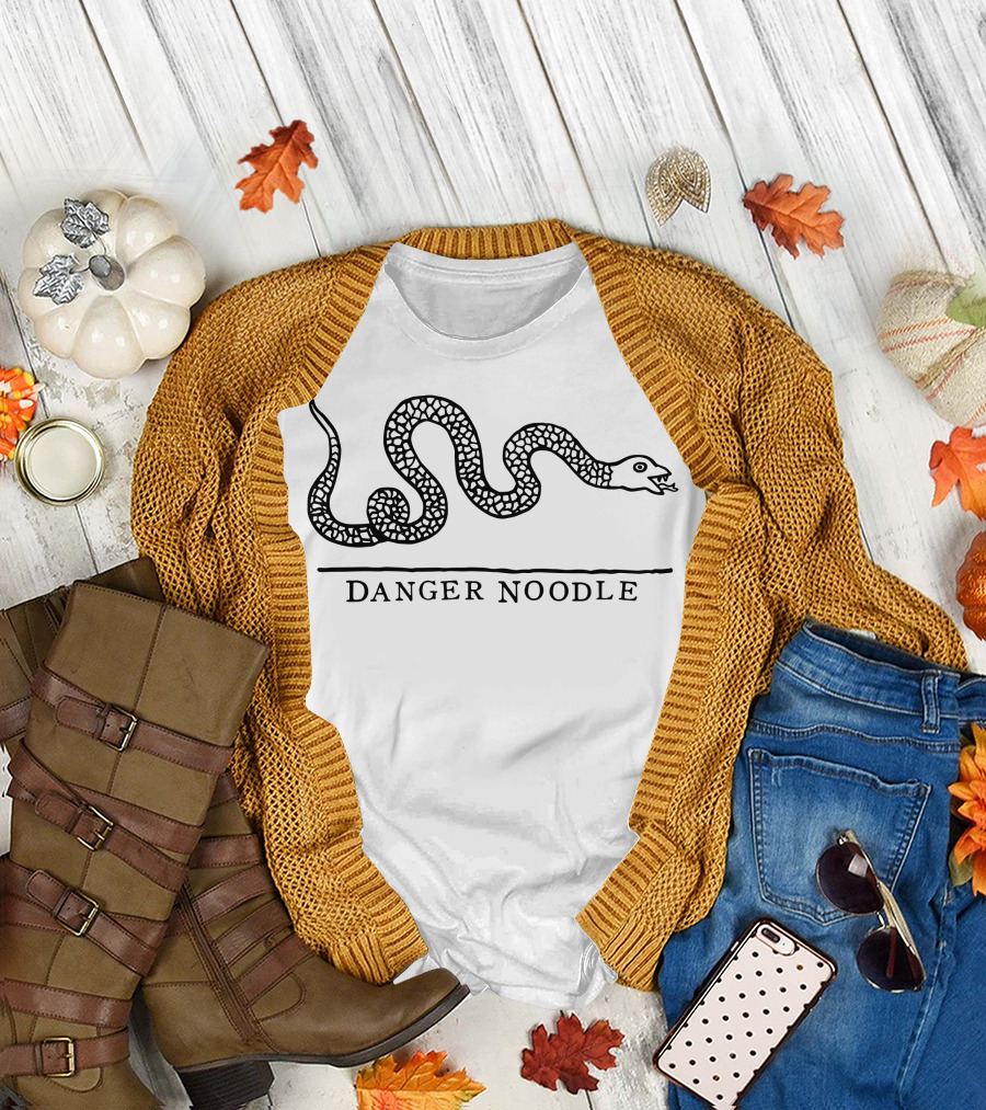 Danger Noodle Snake Black and White Line T-Shirt