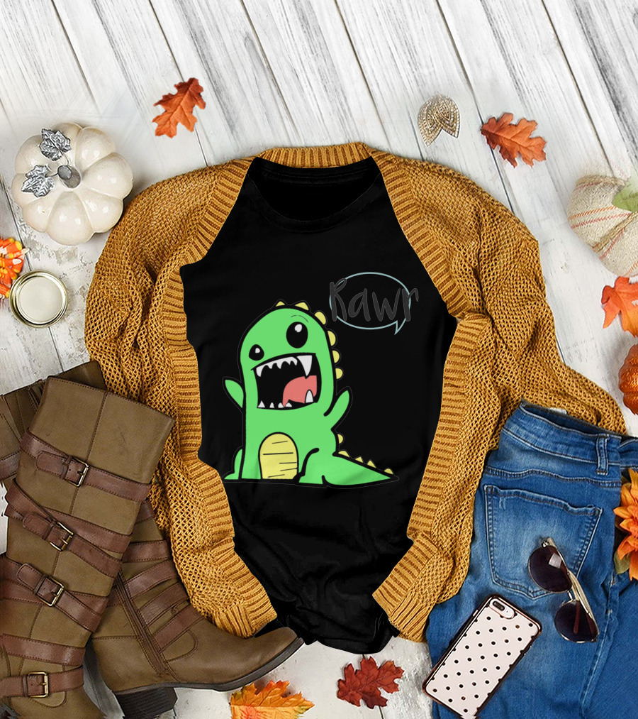Dinasurus Rawr Cute Green Dinosaur T-Shirt