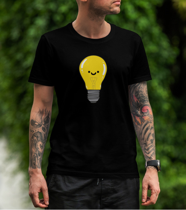 Lighten Up Happy Yellow Light Bulb T-Shirt