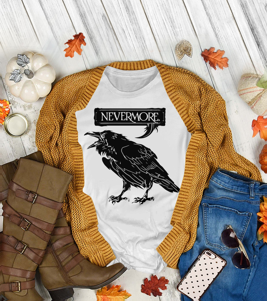 Nevermore Edgar Allan Poe Raven T-Shirt