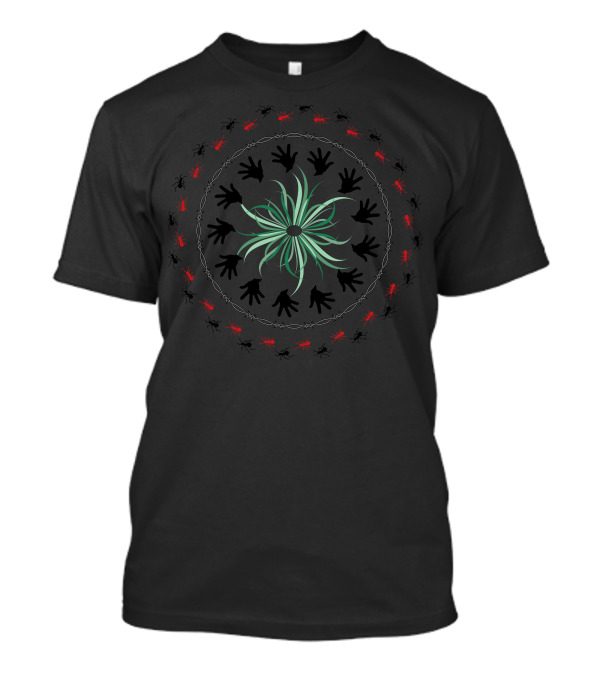 Save Tree Handprint Circle Ants Green Central Plant T-Shirt