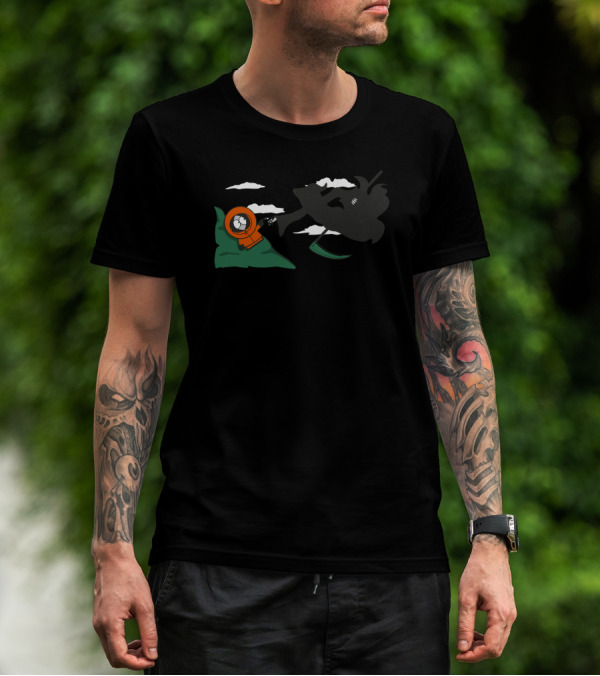 The Extinction Kenny Velociraptor Chase Clouds T-Shirt