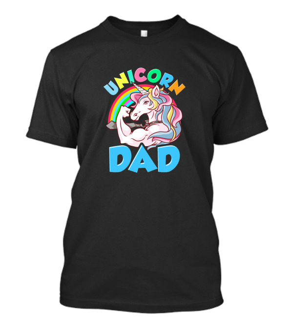 Unicorn Dad Cool Awesome Muscular Rainbow T-Shirt