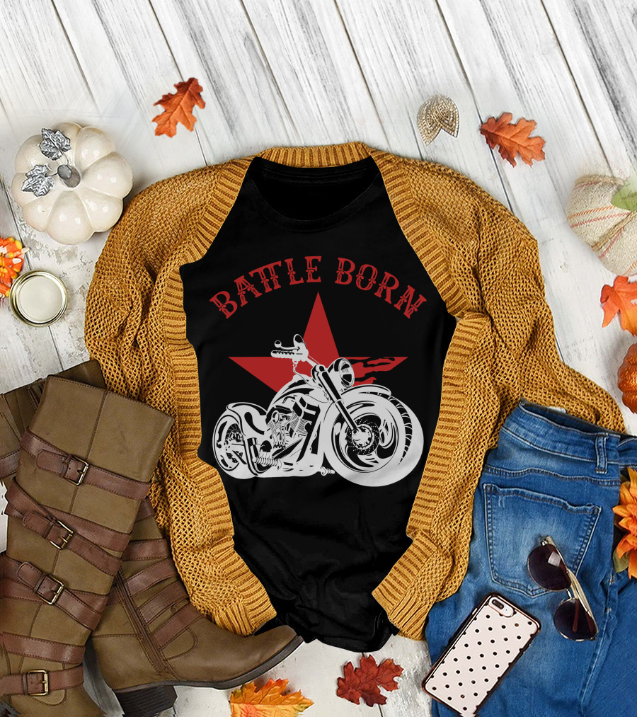 Battle Born Motorcycle with Red Star T-Shirt