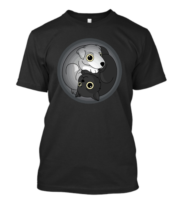 Cat Dog Yin Yang Circle T-Shirt