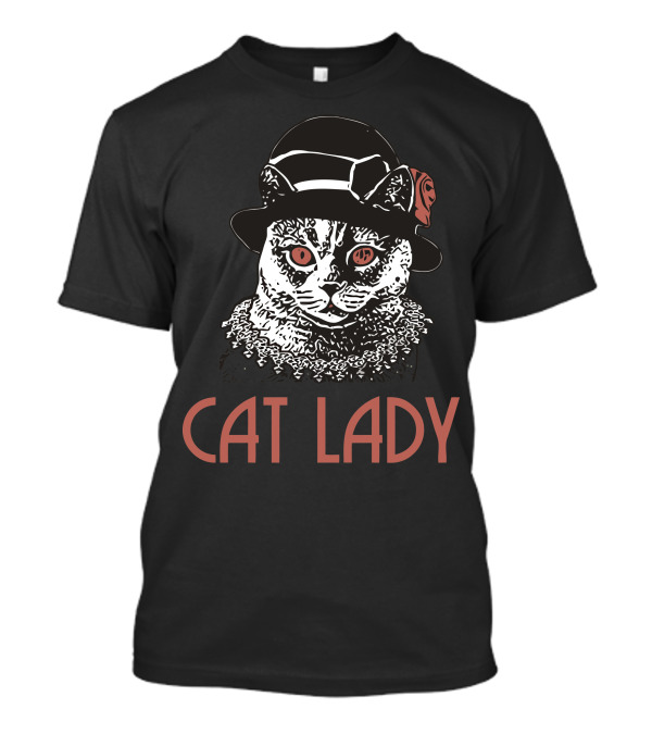 Cat Lady Cat In Hat With Rose T-Shirt