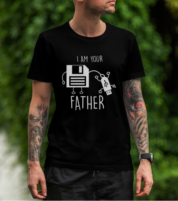 Funny Floppy Disk To USB I Am Your Father Retro Tech Joke T-Shirt