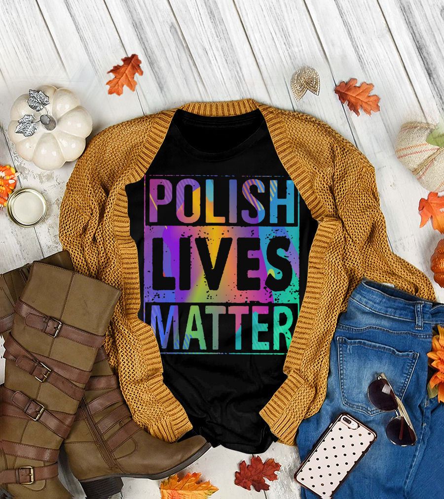 Polish Lives Matter Rainbow Gradient Text T-Shirt