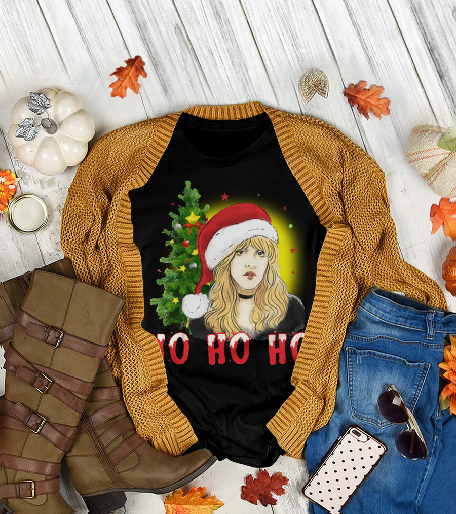 Stevie Nicks Ho Ho Ho Santa Christmas Tree T-Shirt