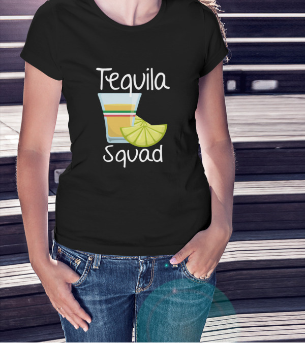 Tequila Squad Shot Glass With Lime Slice T-Shirt