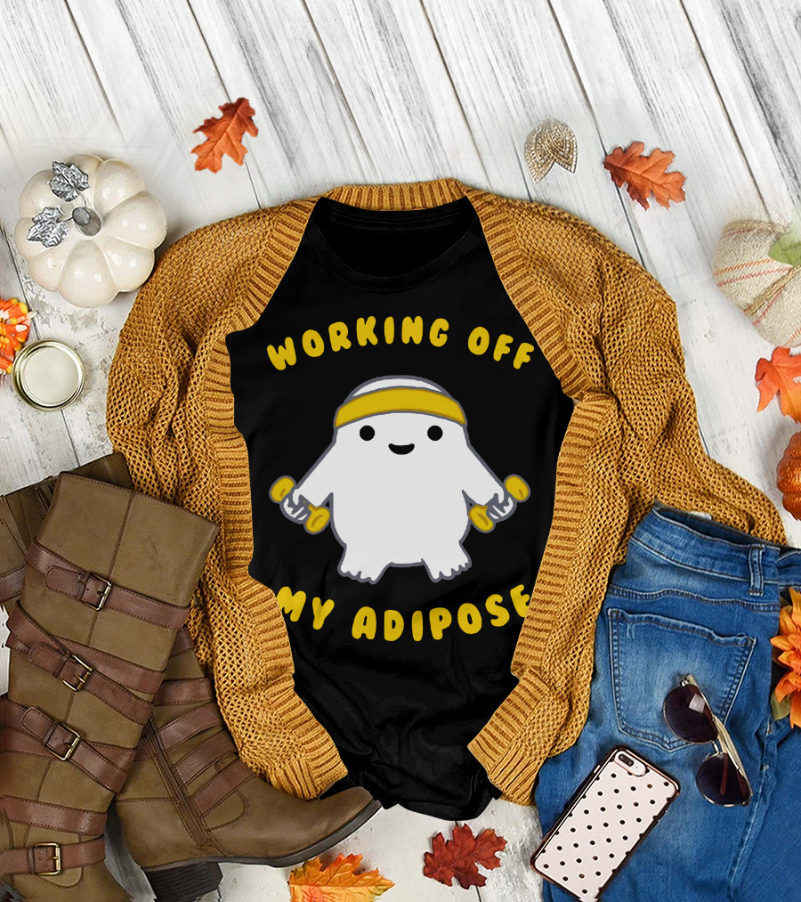 Working Off My Adipose Cute Exercise Alien with Dumbbells T-Shirt