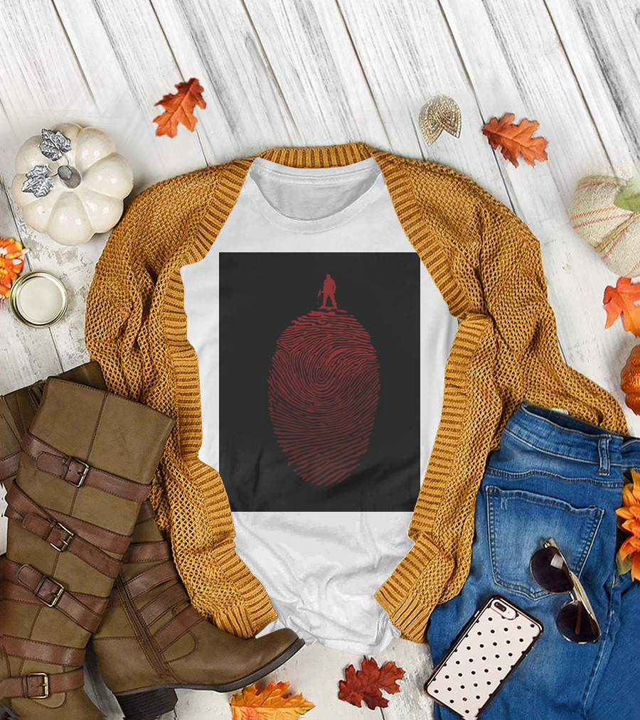 Identity: Red Fingerprint with Standing Figure T-Shirt