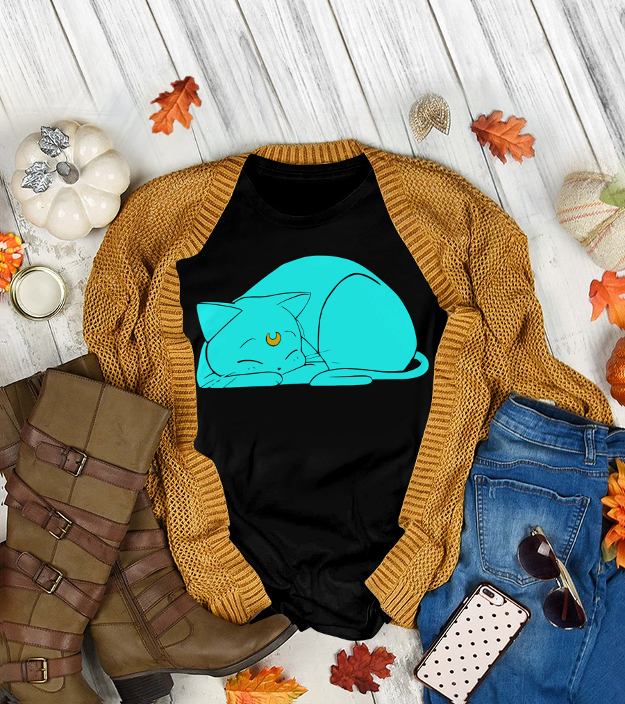 Sailor Moon Luna Sleeping Moon Cat Cloak Twilight Nap T-Shirt