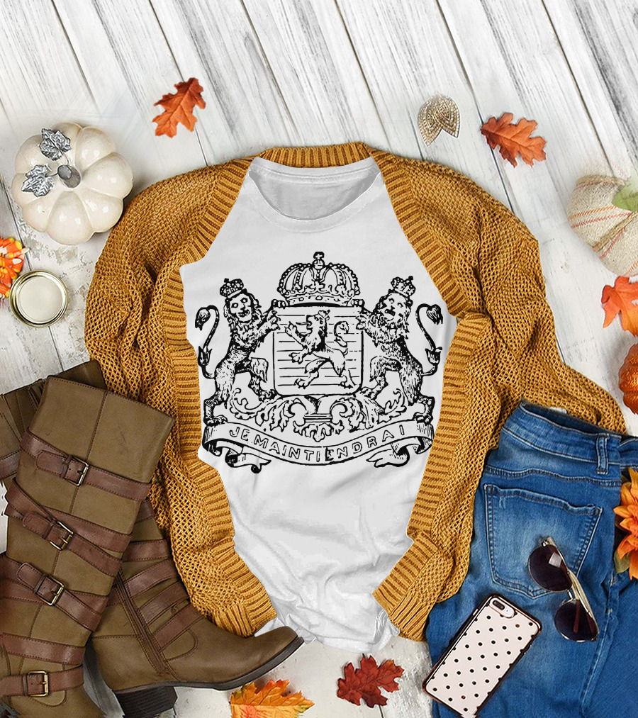 Jemaintiendrai Crest with Lions and Crown T-Shirt