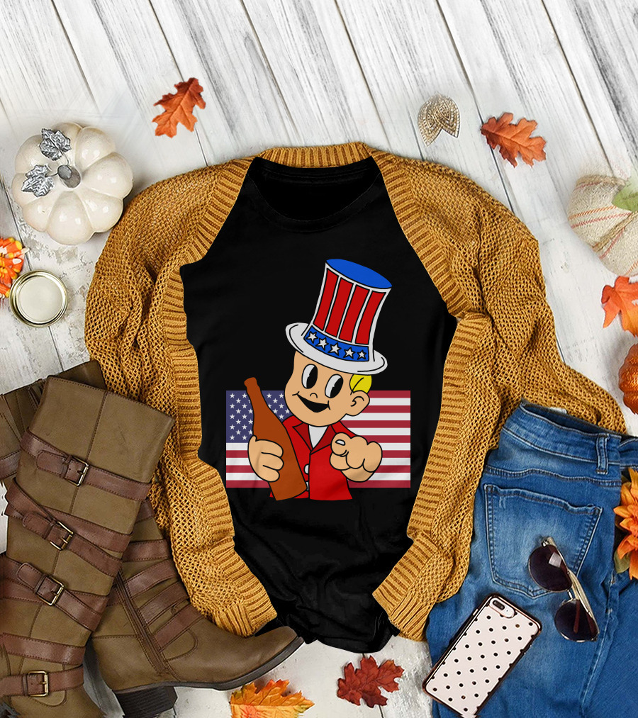 Anchorman Milk Was A Bad Choice Uncle Sam Parody With Stars And Stripes Background T-Shirt
