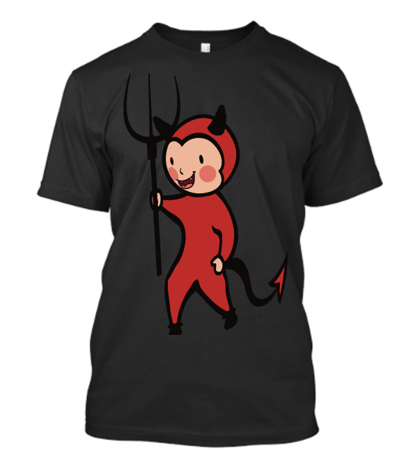 Funny Halloween Red Devil Costume With Pitchfork T-Shirt